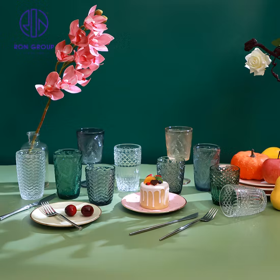 Wholesale Price Glassware Colorful Drinking Juice Cup Glass Bottle for Hotel Restaurant Wedding Coffee Shop