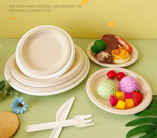 Disposable Compostable Sugarcane Dinner Plate Round Cake Plate