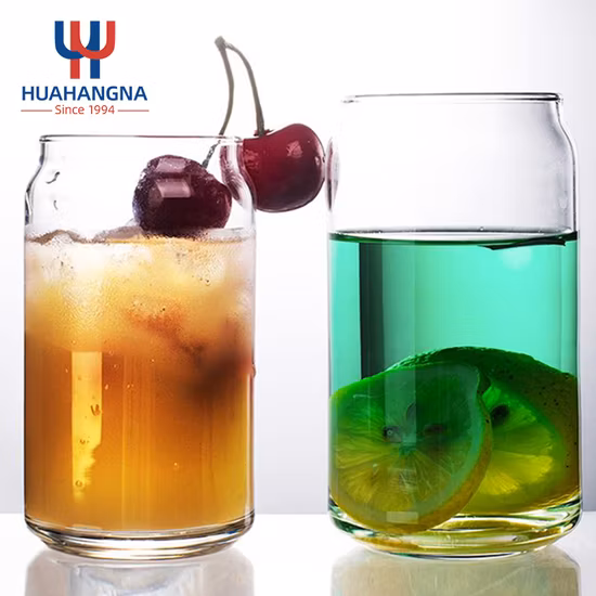 Canette de bière en verre de 16 Oz, nouveau Style, avec couvercle en bambou et paille en verre, utilisée pour la glace, la tasse de café, les Smoothies, le thé Boba, l'eau de whisky
