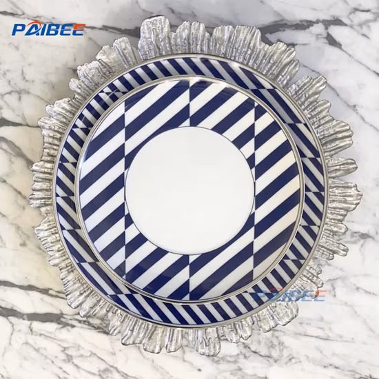 Paibee Cross Road vaisselle vintage en céramique noir et blanc assiettes en porcelaine fine ensembles