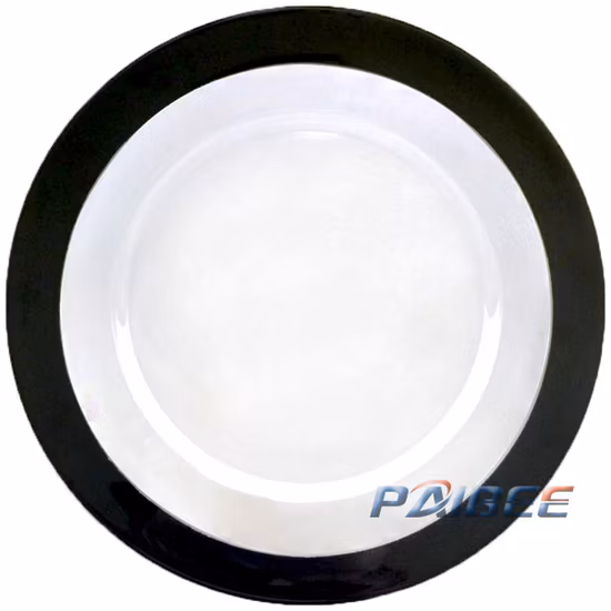 Assiettes de présentation en verre à bords or rose, serveurs de dîner pour fête de mariage